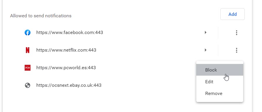 How to block browser push notifications in Chrome
