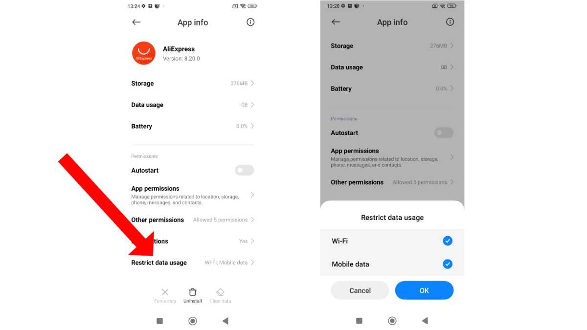 Disabling mobile data use on Android apps