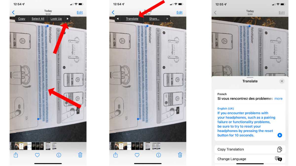 Steps needed to translate text in photos with Live Text in iOS15