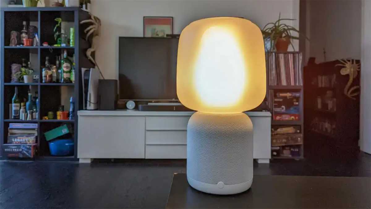 White lamp with glass shade