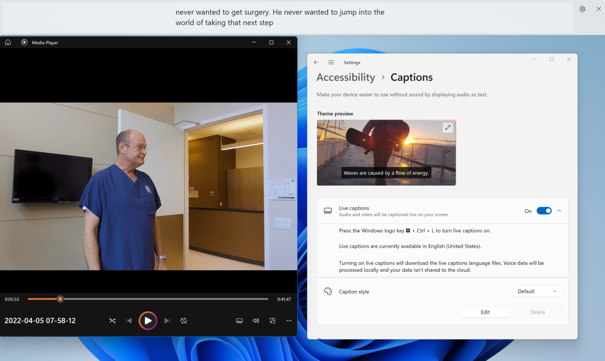 Windows 11 22H2 Live Captions