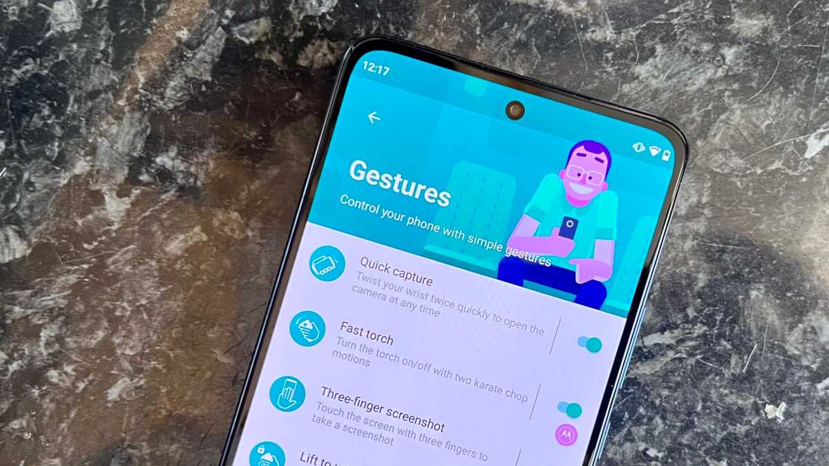 Motorola Edge 30 gesture menu