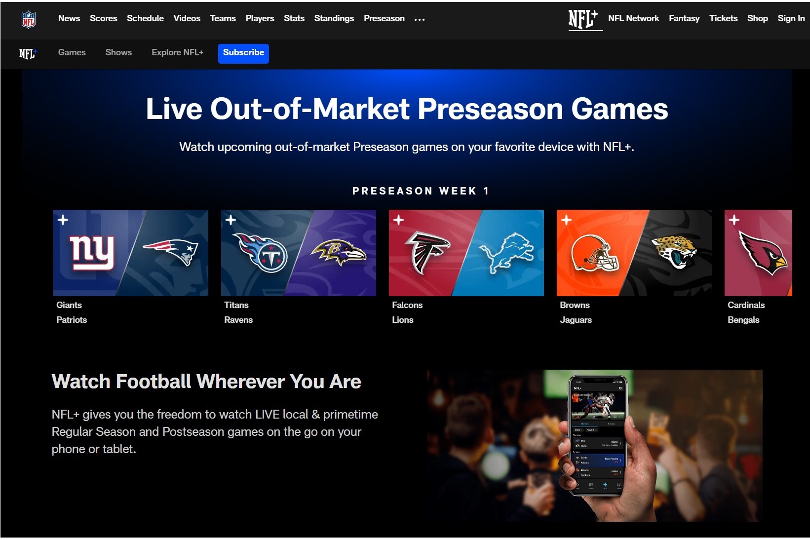 streaming services that include nfl network