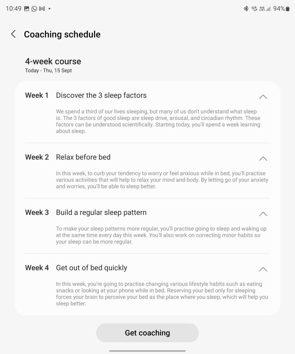 Galaxy Watch 5 Pro sleep coaching schedule