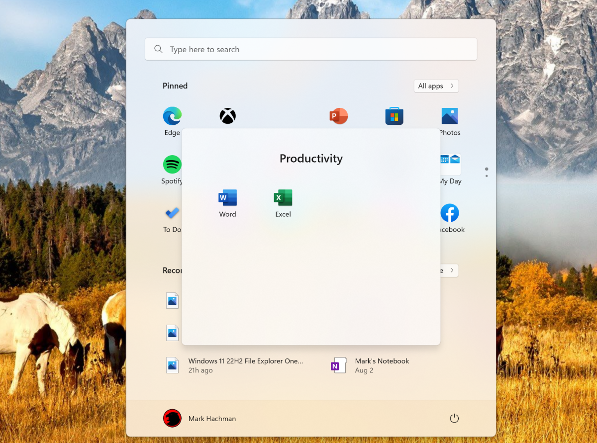 Windows 11 Start Menu folders 2