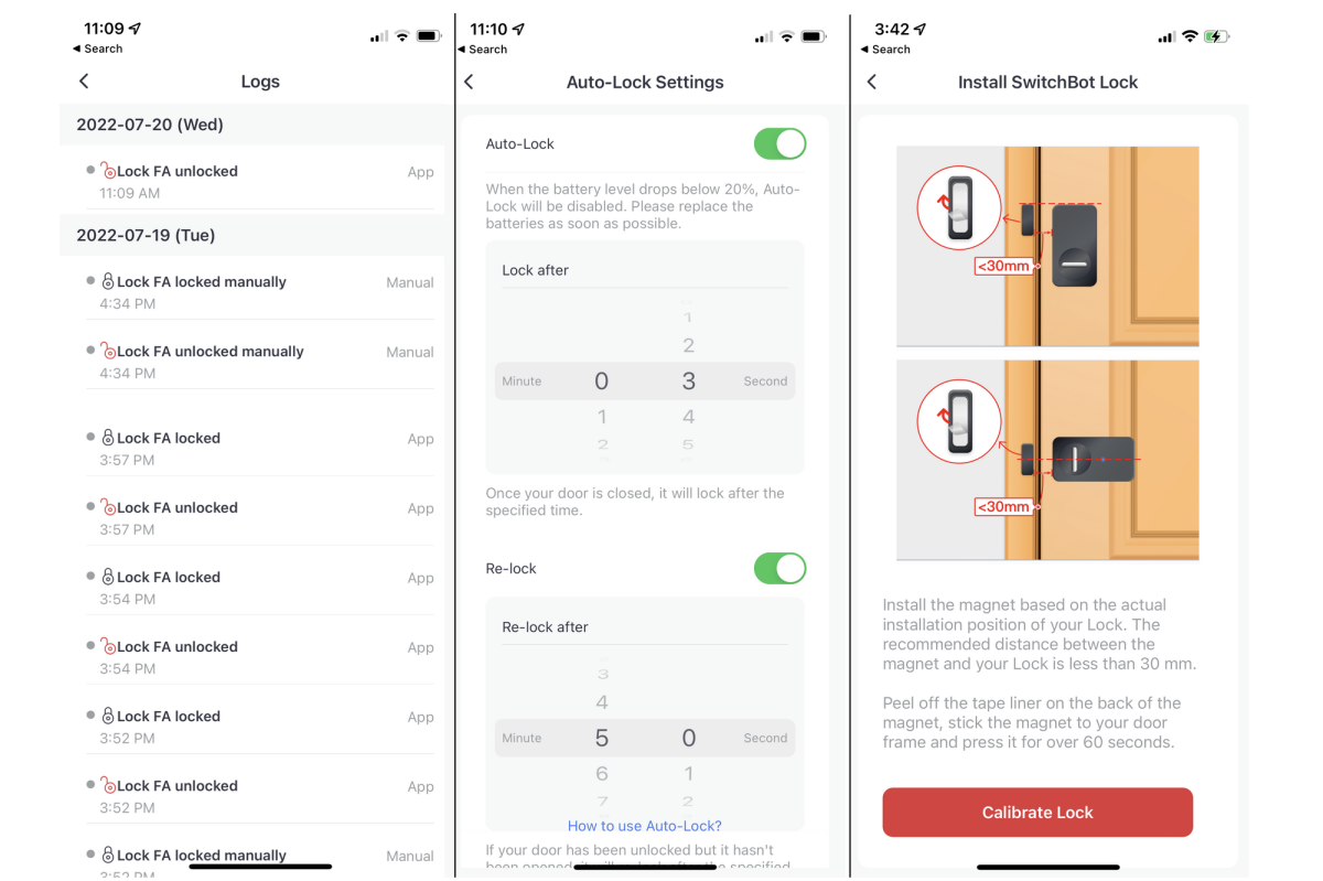 SwitchBot Lock app screenshots