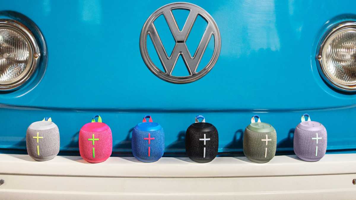 Ultimate Ears Wonderboom 3 speakers on campervan bumper
