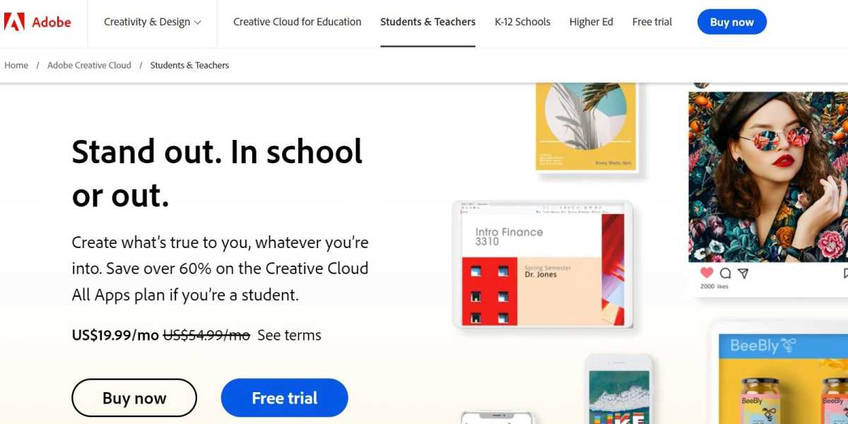 Adobe Creative Cloud student website