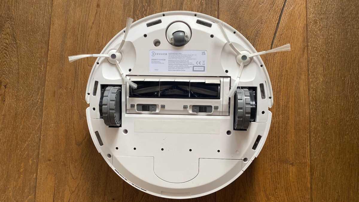 The underside of the T10+, showing spinning sweepers