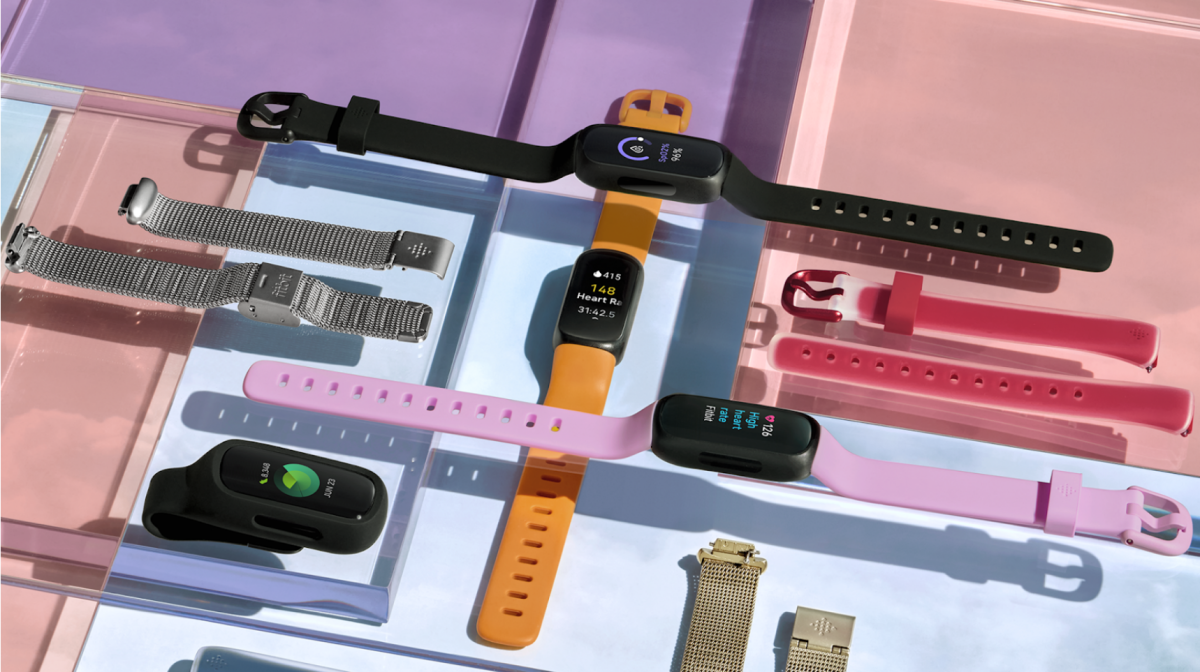 Fitbit Inspire 3 shown with various wrist band options