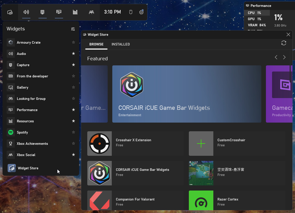 Windows 11 Game Widget Store