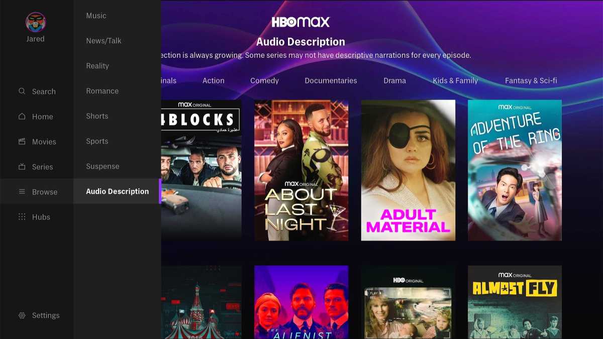 Contenido de descripción de audio de HBO Max