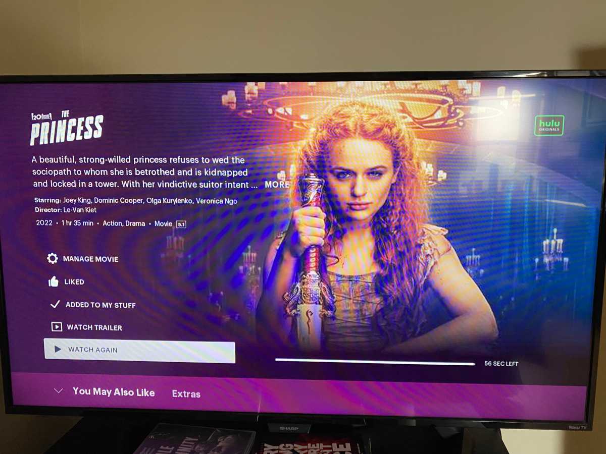 10	Hulu Roku app interface, after selecting The Princess