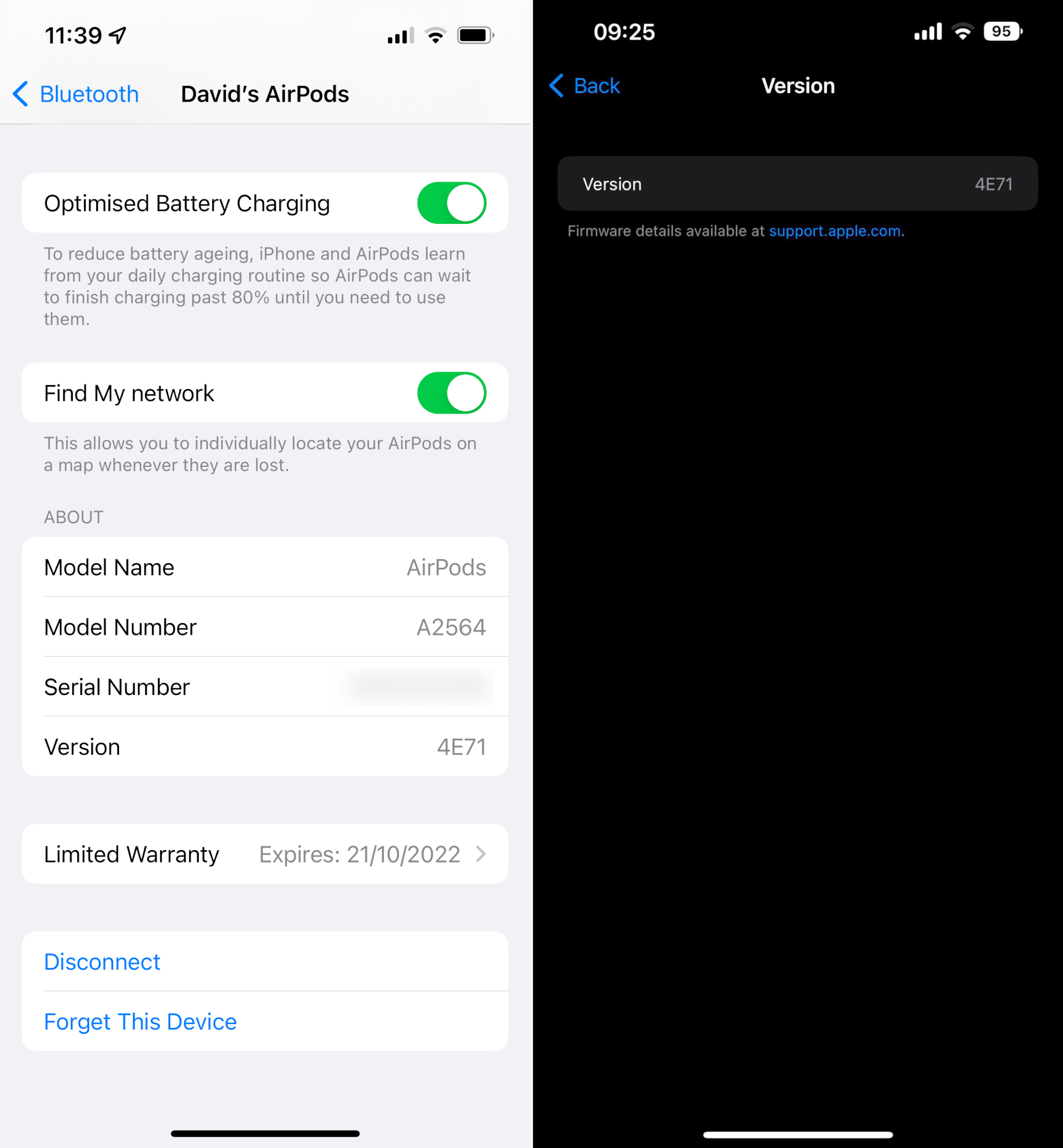 AirPods firmware settings in iOS 15 and iOS 16 beta 5