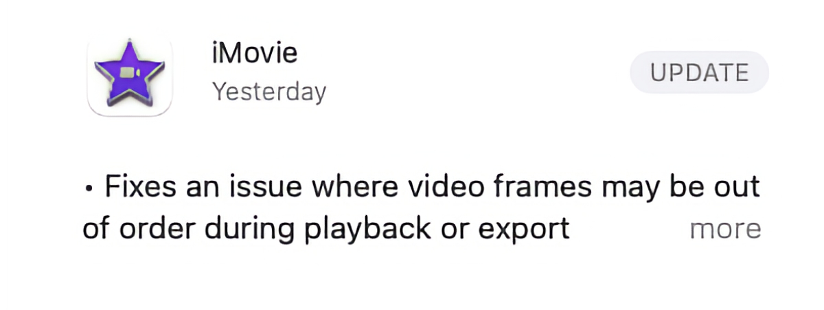 iMovie update