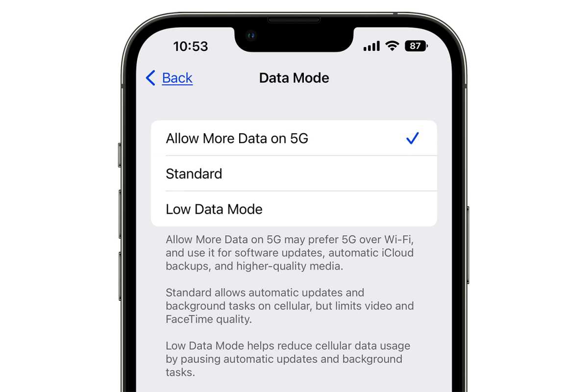 iOS 15 Data Mode