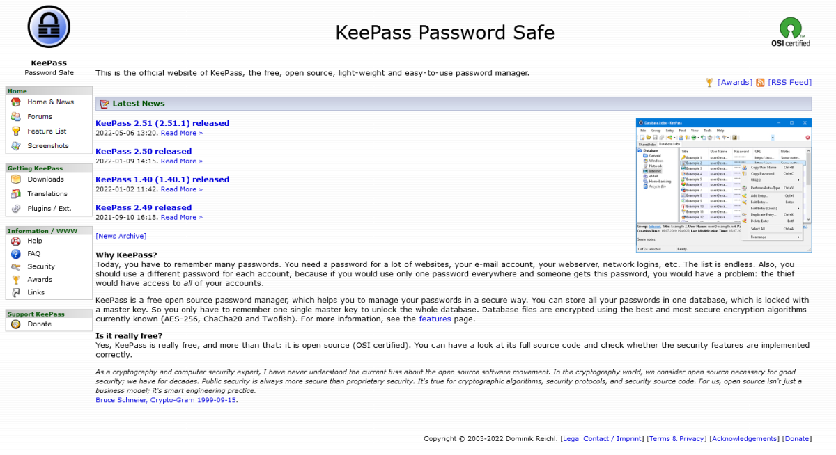 KeePass home page