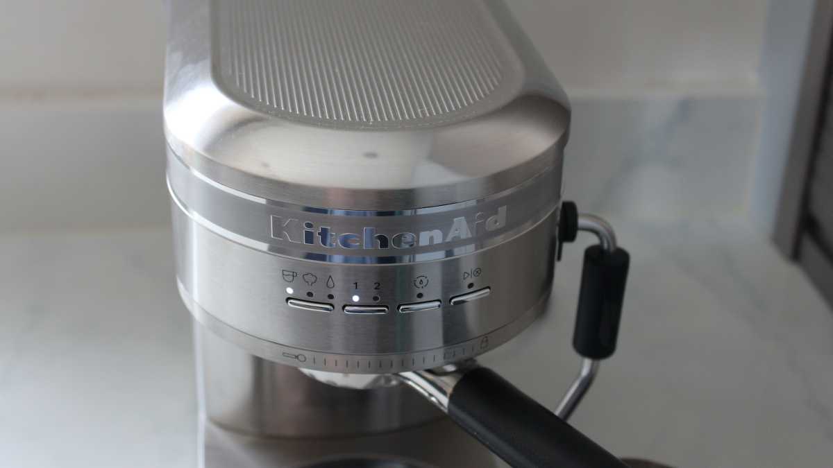 Button controls on KitchenAid espresso maker