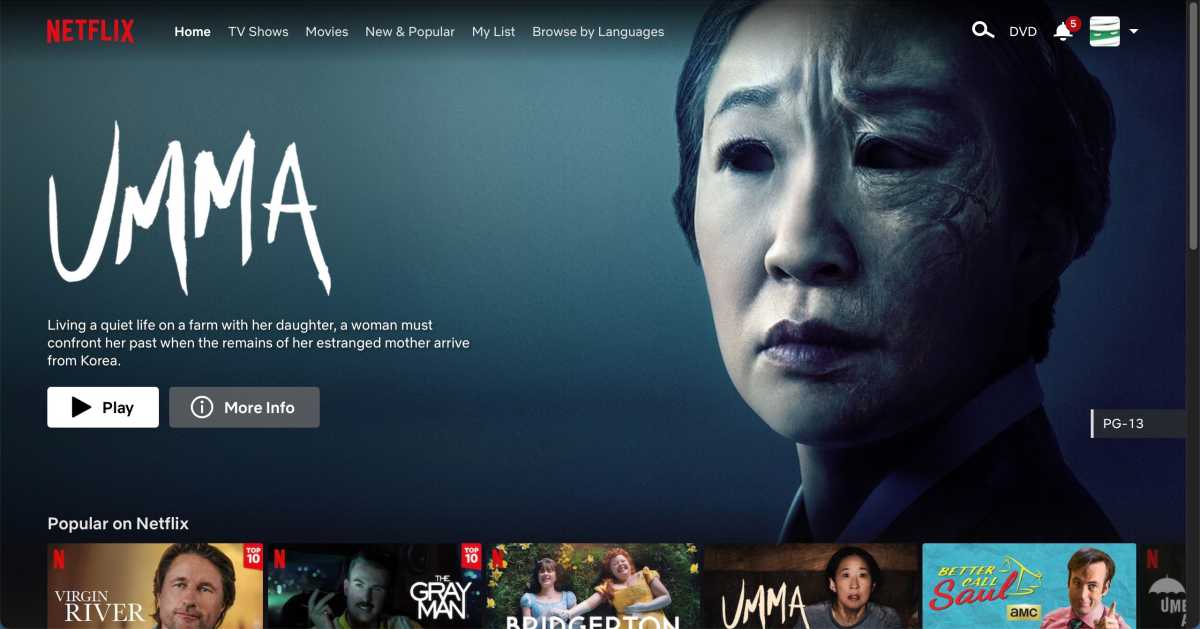 12 Netflix home screen, promoting the horror movie Umma.