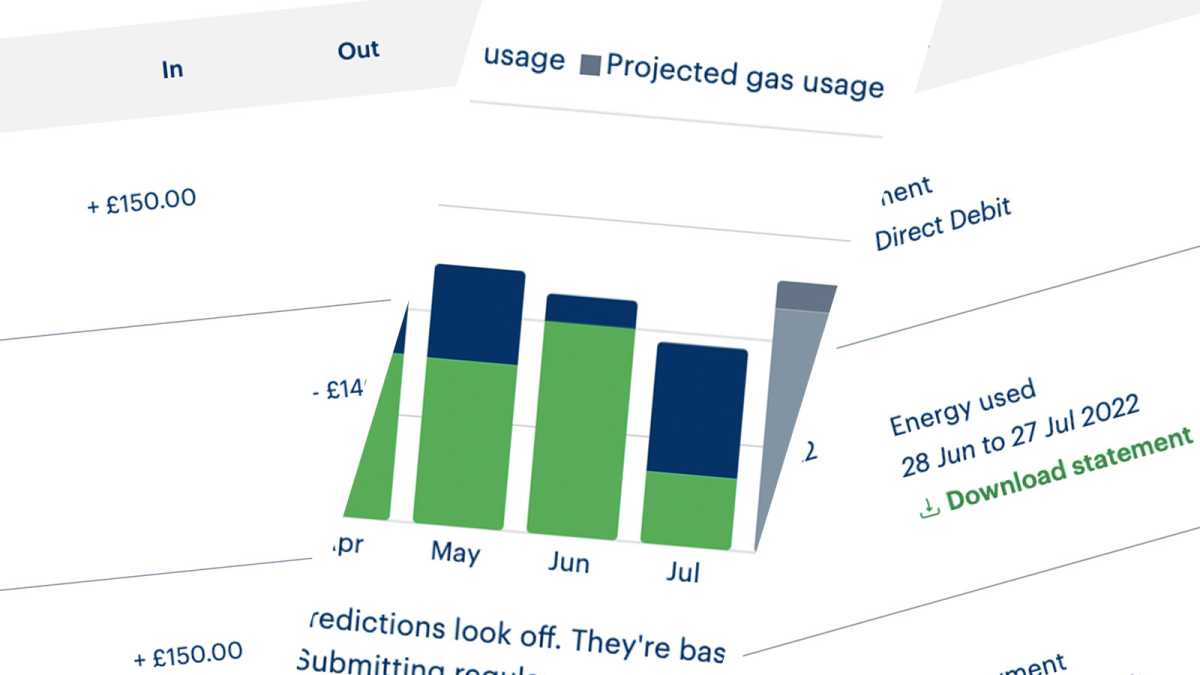 A collage of gas bills and payment information