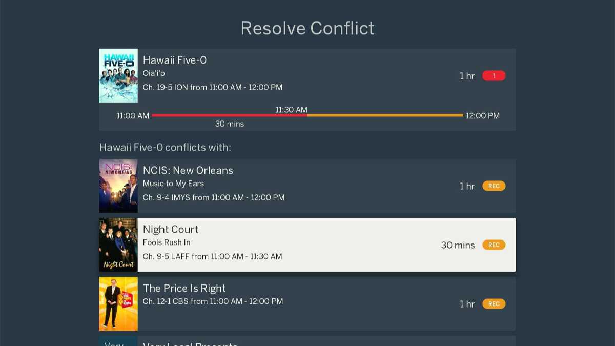 Tablo Resolve Conflict menu