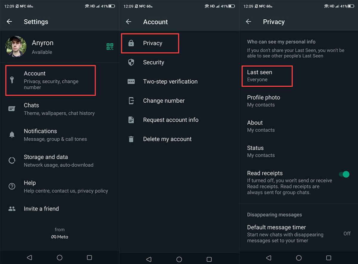 WhatsApp last seen step 2, 3, 4