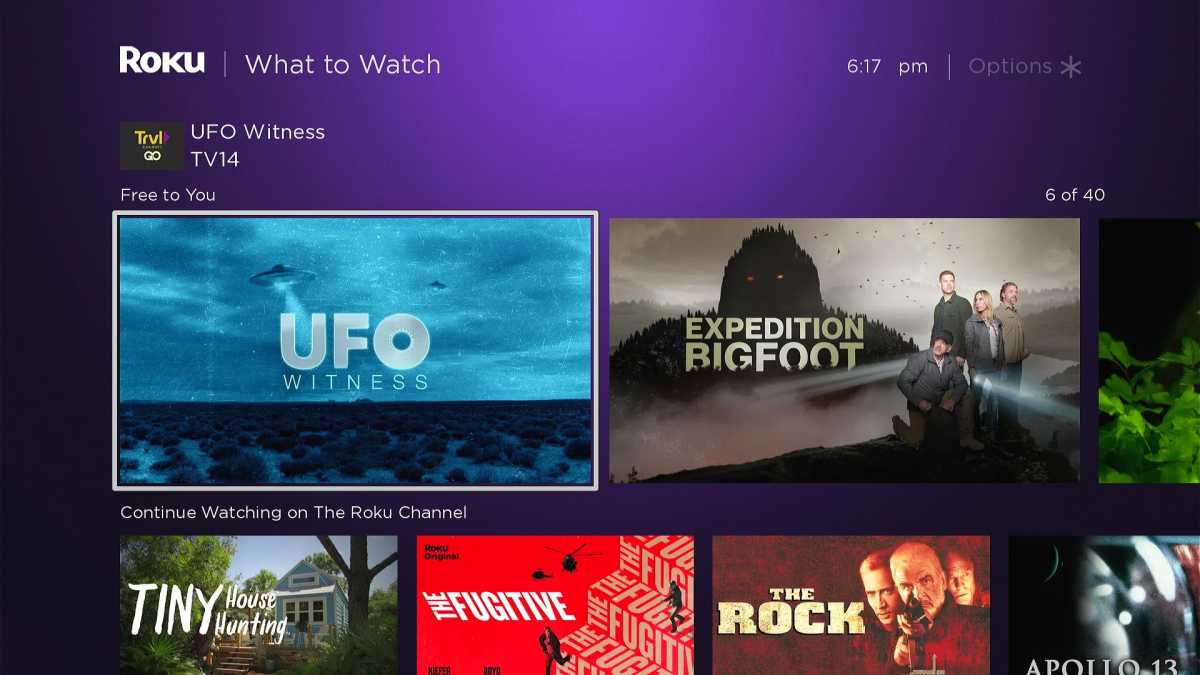 Roku What to Watch menu