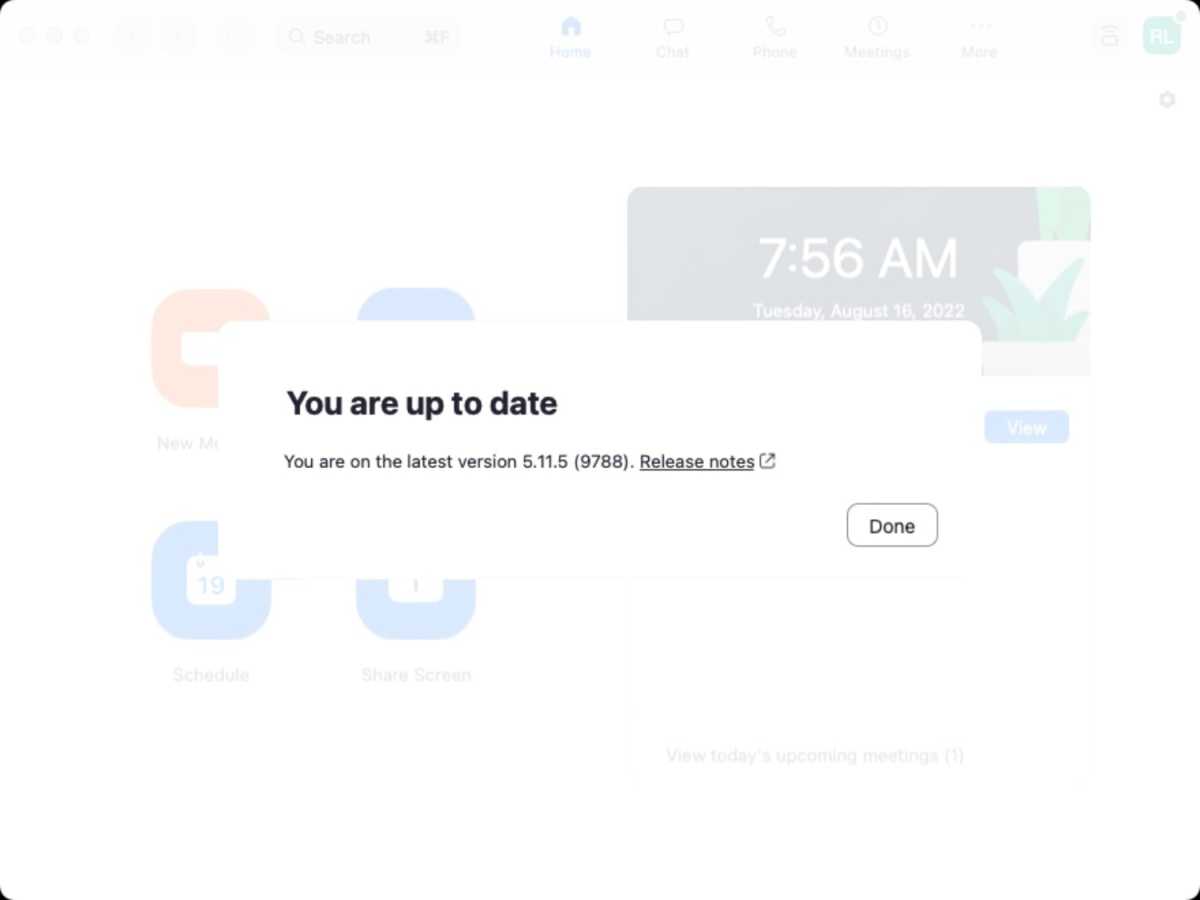 Установлено обновление Zoom Mac