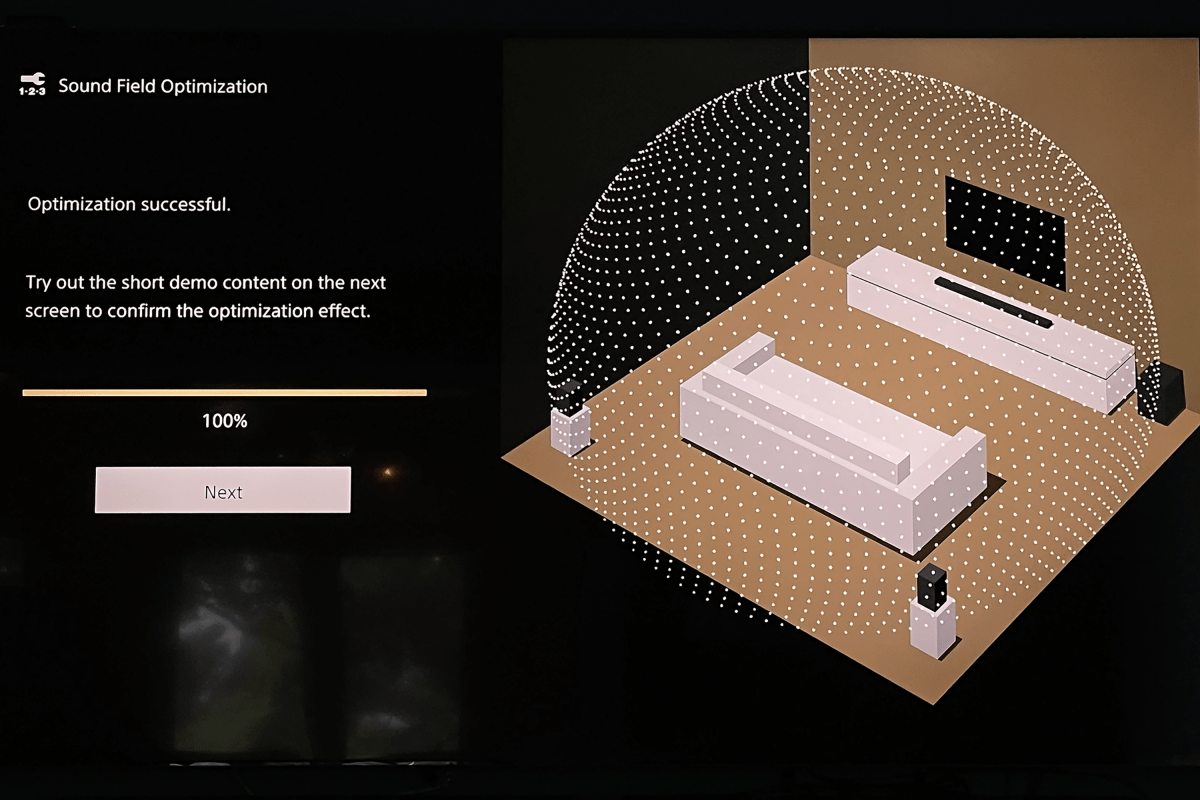 Sony Sound Field Optimization screen