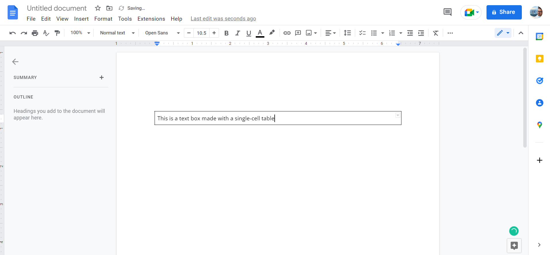how to put a text box in google docs