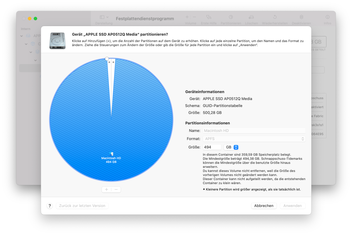 Partitionierung macOS