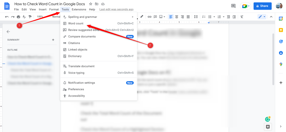 how to see word count on google docs a step by step guide