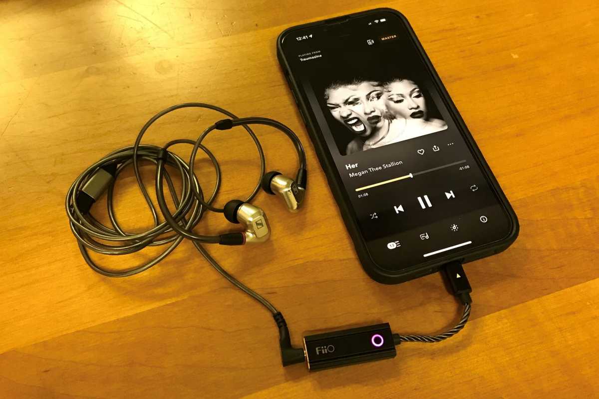 Fiio KA1 with Sennheiser in-ear headphones