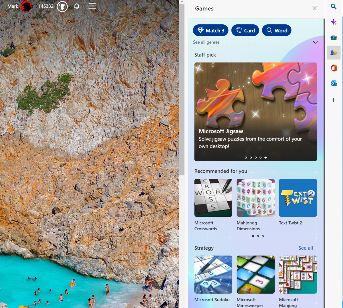 Microsoft Edge sidebar games