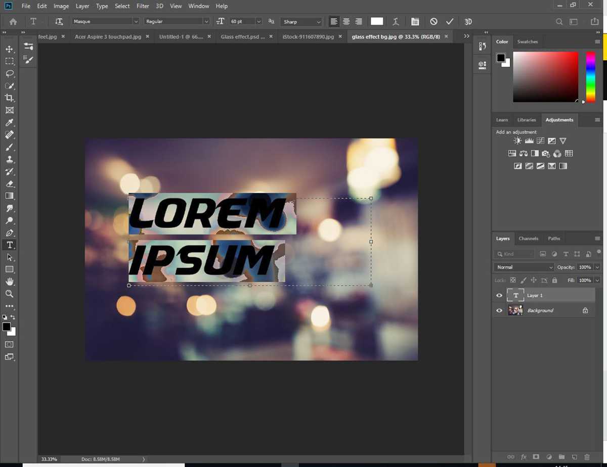 How to create glass effect in Photoshop - step 1
