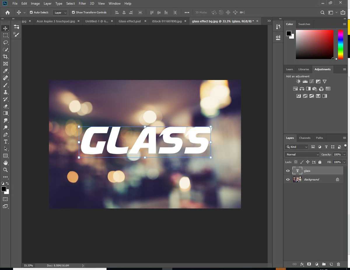 How to create glass effect in Photoshop - step 2