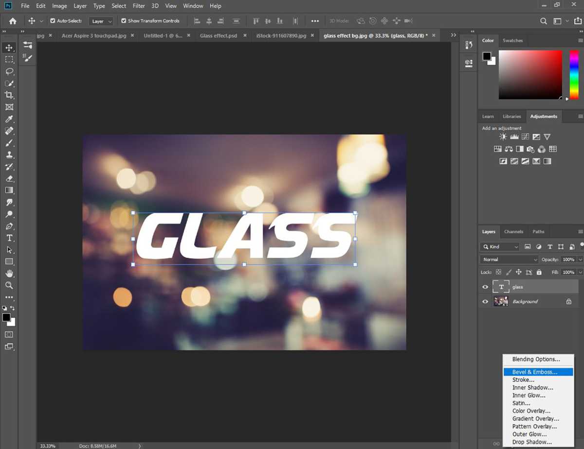 How to create glass effect in Photoshop - step 4