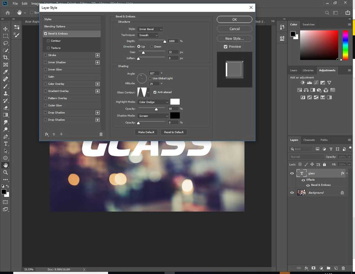 How to create glass effect in Photoshop - step 5
