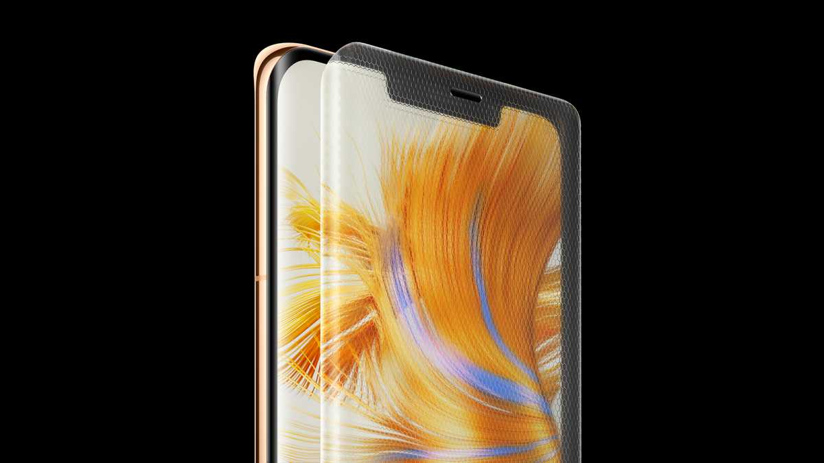 Hardened glass on the orange Huawei Mate 50 Pro
