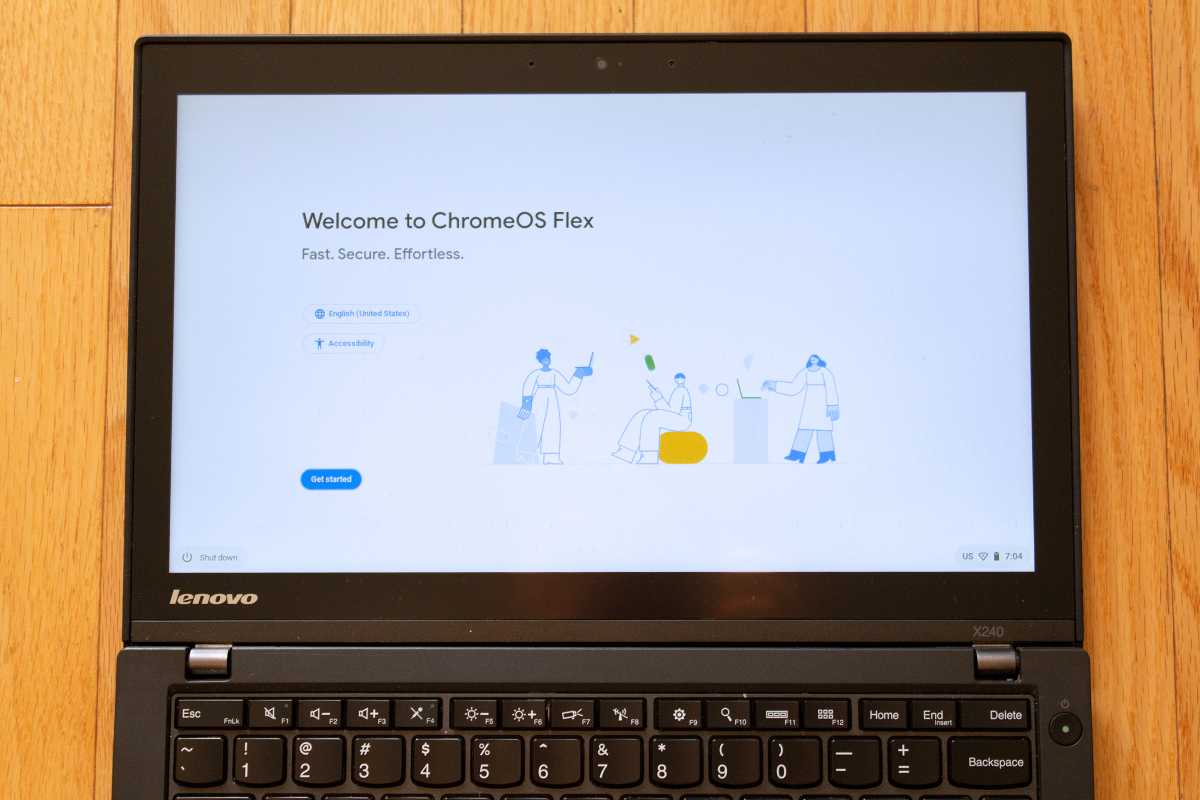 Lenovo X240'ta ChromeOS Flex başlangıç ​​ekranı