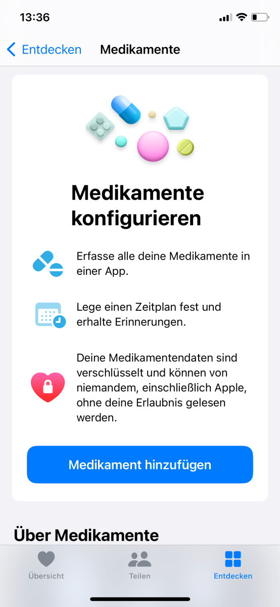 Medikamente auf dem iPhone und der Apple Watch konfigurieren