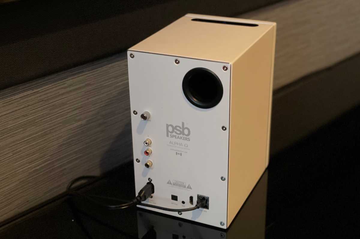 The rear panel of the PSB Alpha iQ shows the jacks