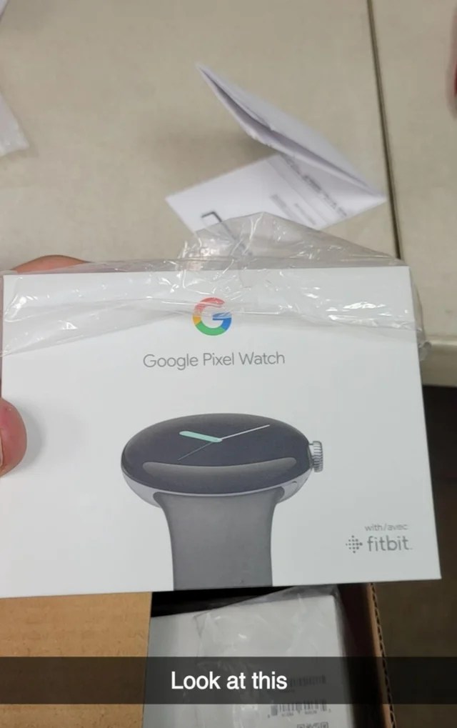 A Google Pixel Watch in retail packaging