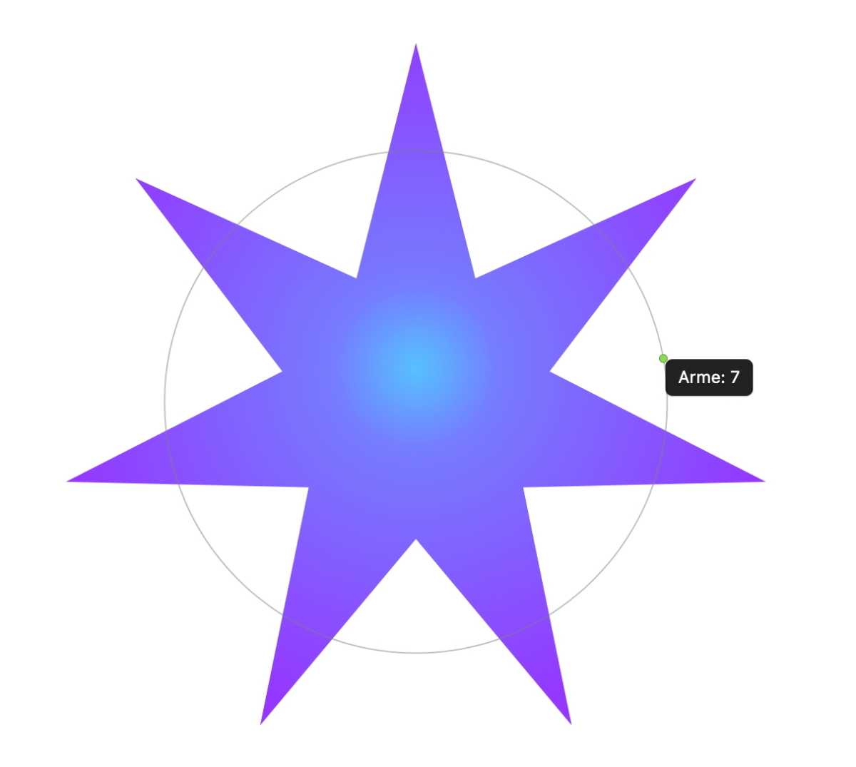 Manche Objekte wie den Stern kann man über Aktivpunkte ändern und so die Anzahl der Zacken festlegen.