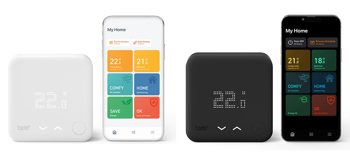 Tado Smart Thermostat Wired and app white and black