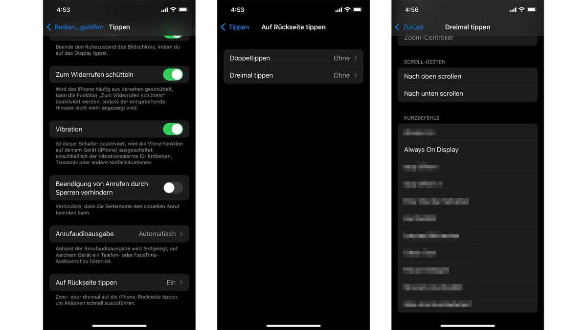 Tippen auf Rückseite beim iPhone