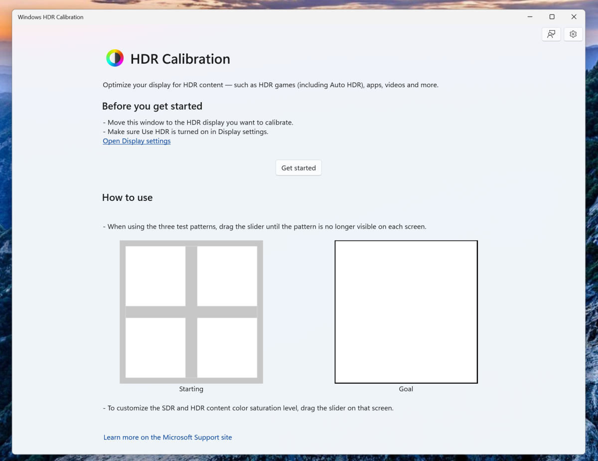 Windows HDR Calibration app