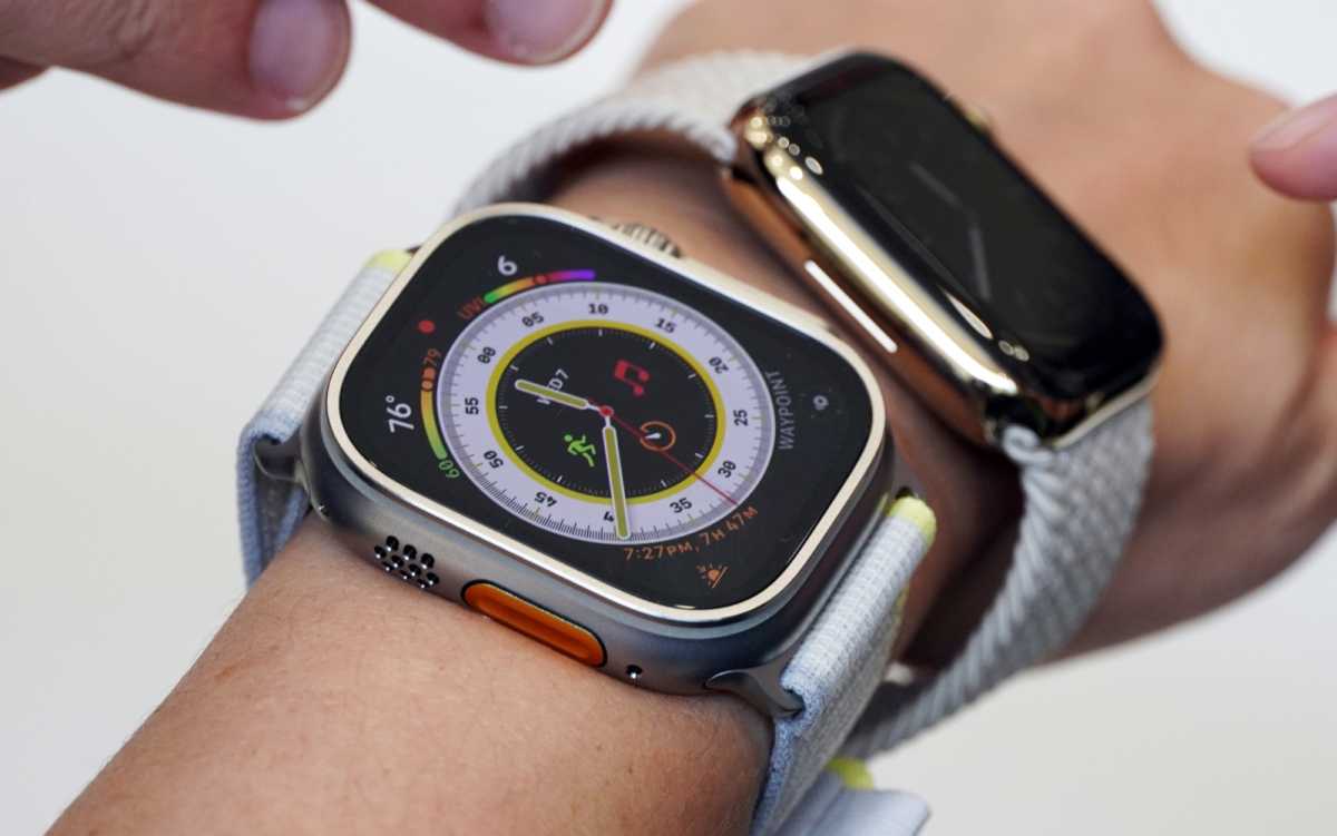 Apple Watch Ultra on a wrist.  it is big!