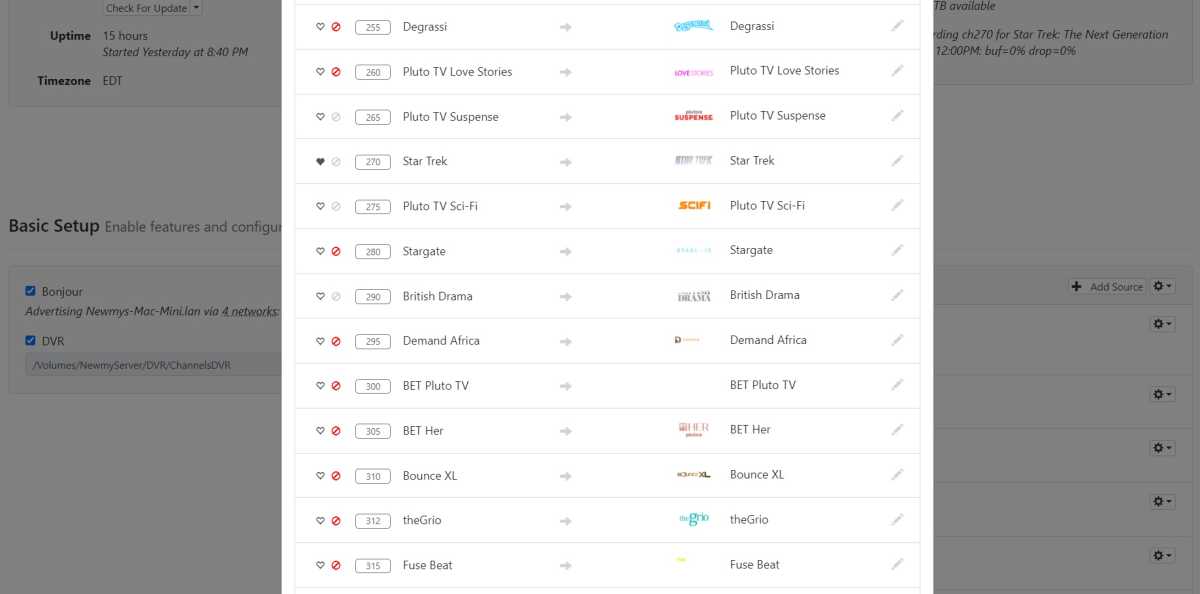 Customizing the Channels DVR source list