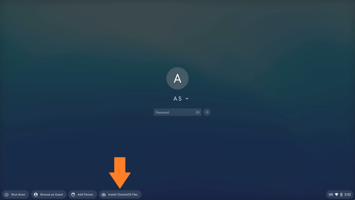 ChromeOS Flex install from login screen